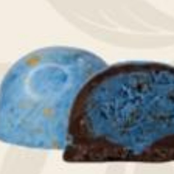 Blueberry bonbon, cut to show the filling